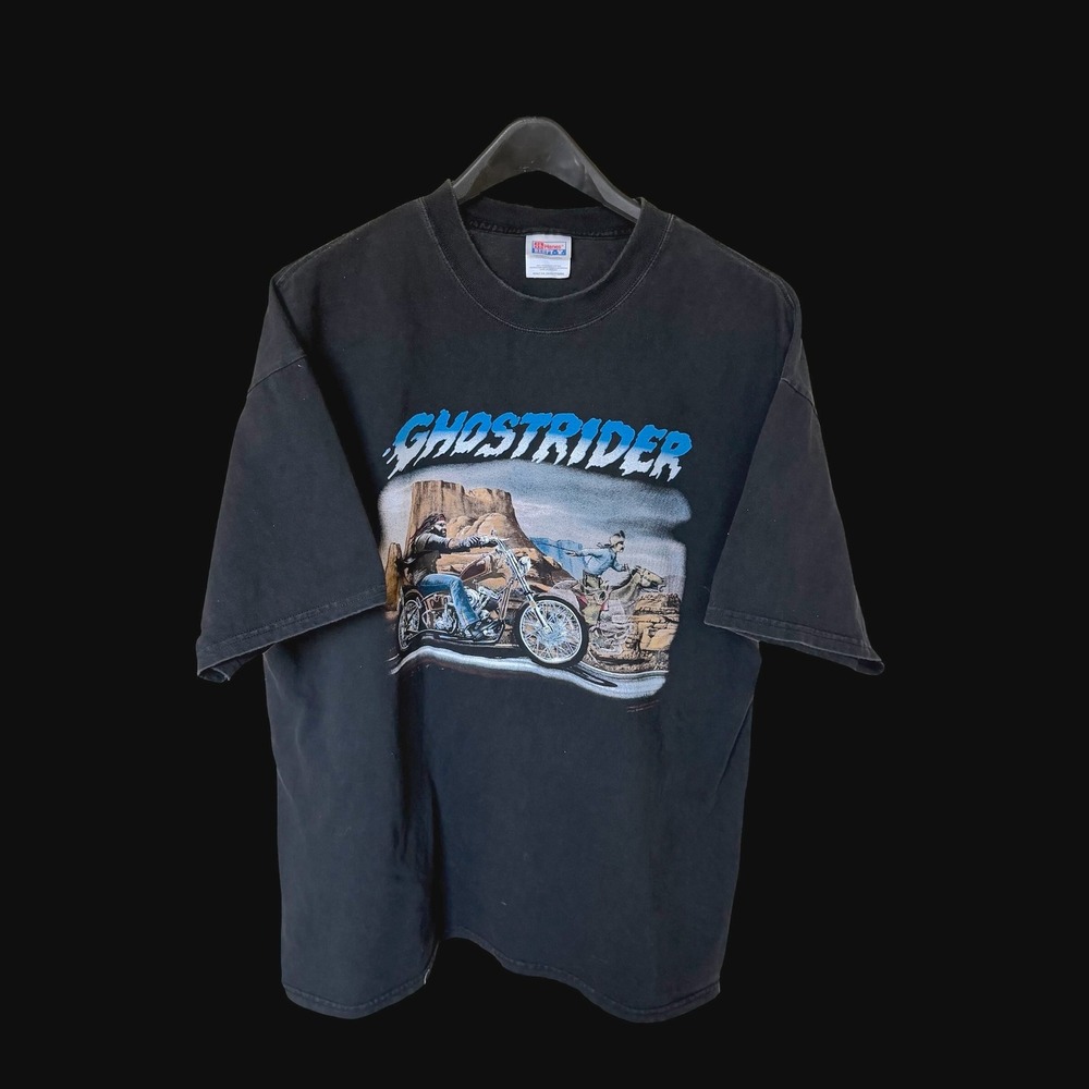 Vintage 90's Ghostrider Easyriders Graphic T-Shirt XXL Black Faded